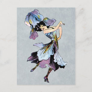 vintage iris flower fairy briefkaart