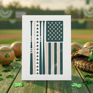 Vintage Irish American Flag Shamrock Pride Art Feestdagenkaart