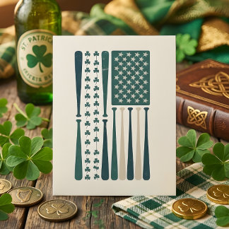 Vintage Irish American Shamrock Flag Art Feestdagenkaart