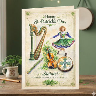 Vintage Irish Music & Dance St. Patrick's Day Card Kaart