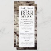 Vintage Irish Wood St Patrick's Day Menu (Devant / Derrière)