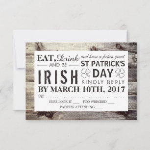 Vintage Irish Wood St Patrick's Day RSVP