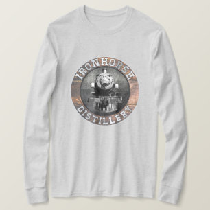 Vintage ironpaardendistillatie in hout en metaal t-shirt