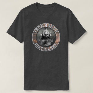 Vintage ironpaardendistillatie in hout en metaal t-shirt