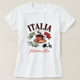 Vintage Italia Koffie, Retro Scooter & Mamma Mia T-shirt