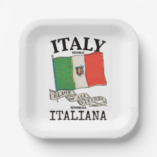 Vintage Italië Land Vlag Papieren Bordje