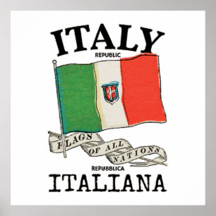 Vintage Italië Land Vlag Poster