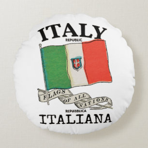 Vintage Italië Land Vlag Rond Kussen