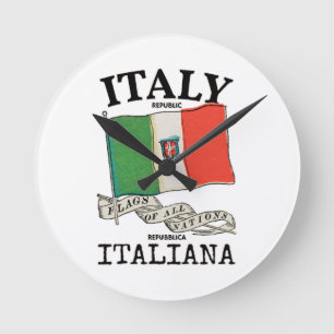 Vintage Italië Landenvlag Ronde Klok