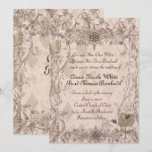 Vintage italien, Faire-part de mariage rose pâle (Devant / Derrière)