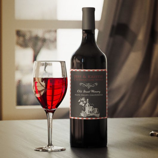 Vintage italien Fiançailles Étiquette à vin