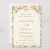 Vintage Ivory Script Wedding Invitation (Devant)