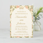 Vintage Ivory Script Wedding Invitation (Debout devant)