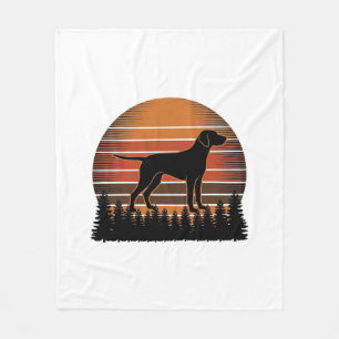 Vintage Jachthond Zonsondergang Bos Vector Design_ Fleece Deken