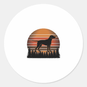 Vintage Jachthond Zonsondergang Bos Vector Design_ Ronde Sticker