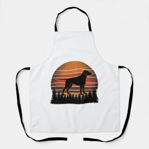 Vintage Jachthond Zonsondergang Bos Vector Design_ Schort