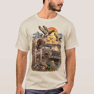 Vintage jachttruck eendjacht hond rustieke outd t-shirt