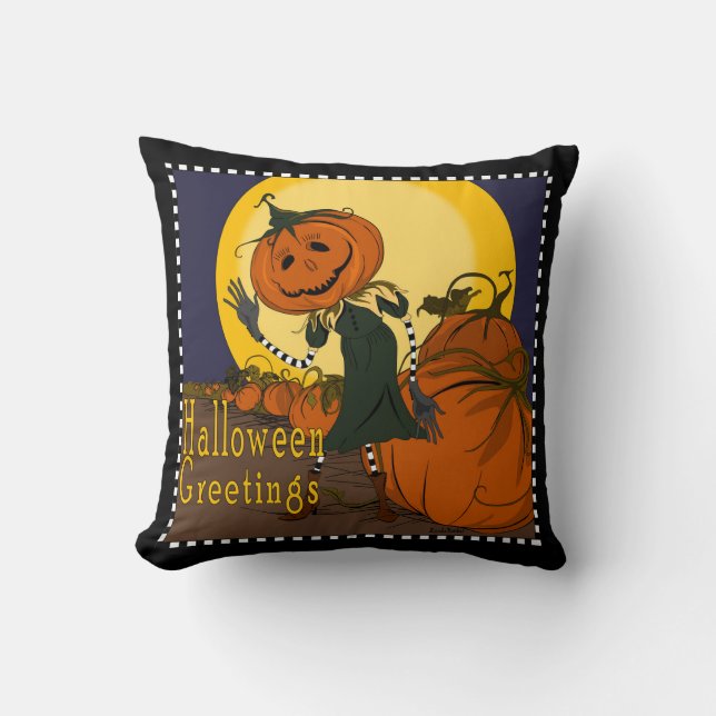Vintage Jackolantern Halloween Pillow Kussen (Voorkant)