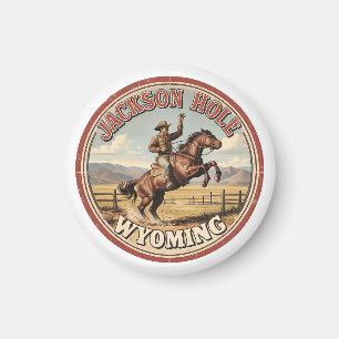 Vintage Jackson Hole Bucking Bronco wyoming gasten Magneet