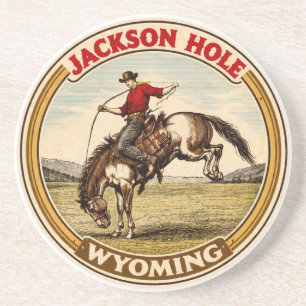 Vintage Jackson Hole Bucking Bronco wyoming gasten Zandsteen Onderzetter