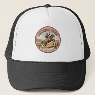 Vintage Jackson Hole Bucking Bronco wyoming gits Trucker Pet