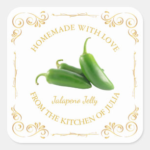 Vintage Jalapeno Jelly Carré Étiquette
