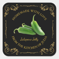 Vintage Jalapeno Jelly Carré Étiquette