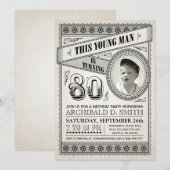 Vintage Jalon Anniversaire Invitations Votre Photo (Devant / Derrière)