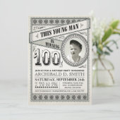 Vintage jalon Anniversaire Invitations Votre Photo (Debout devant)