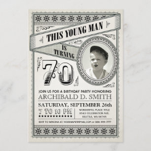Vintage jalon Anniversaire Invitations Votre Photo