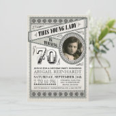 Vintage Jalon Anniversaire Invitations Votre Photo (Debout devant)