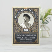 Vintage jalon Anniversaire Invitations Votre Photo (Debout devant)