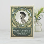 Vintage Jalon Anniversaire Invitations Votre Photo (Debout devant)
