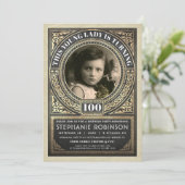 Vintage Jalon Anniversaire Invitations Votre Photo (Debout devant)