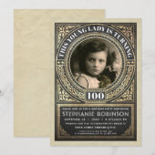 Vintage Jalon Anniversaire Invitations Votre Photo (Devant / Derrière)