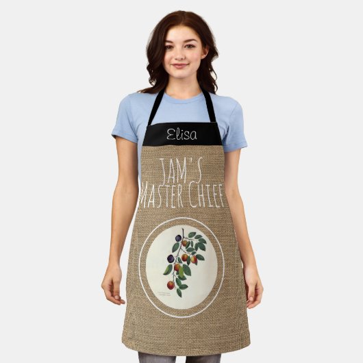 Vintage Jam de prune rustique personnalisé tablier (Porté)