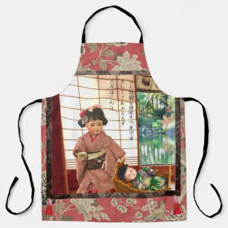 Vintage Japan Ningyo Print Schort