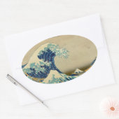 Vintage Japanese Painting Of Great Wave Ovale Sticker (Envelop)