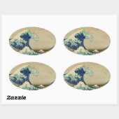 Vintage Japanese Painting Of Great Wave Ovale Sticker (Vel)