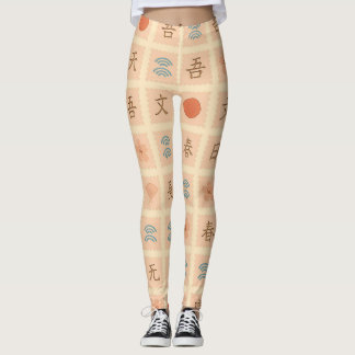 Vintage Japanese Stamp Pattern  Leggings