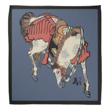 Vintage Japans paard op blauwe jeansblauw