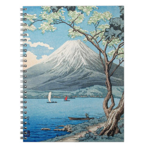 Vintage Japanse berg Fuji en meer Yamanaka kunst Notitieboek