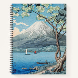 Vintage Japanse berg Fuji en meer Yamanaka kunst Notitieboek
