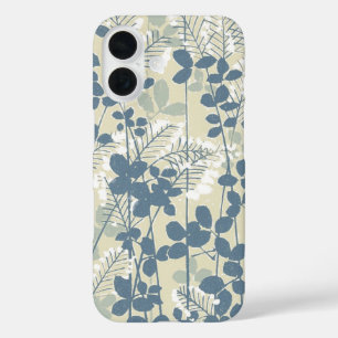 Vintage Japanse Blauwe Botanische: Crème Blad Vare iPhone 16 Hoesje