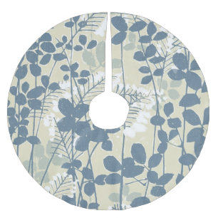 Vintage Japanse Blauwe Botanische: Crème Blad Vare Kerstboom Rok