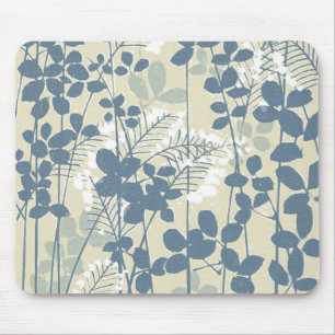 Vintage Japanse Blauwe Botanische: Crème Blad Vare Muismat