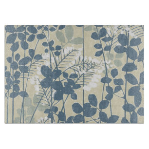 Vintage Japanse Blauwe Botanische: Crème Blad Vare Snijplank