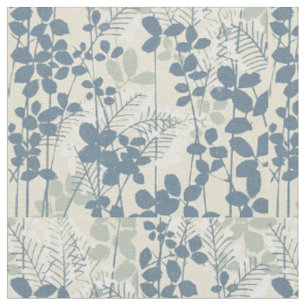 Vintage Japanse Blauwe Botanische: Crème Blad Vare Stof