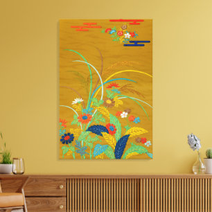 Vintage Japanse Bloem Wilde Bloem G.A. Audsley Canvas Afdruk