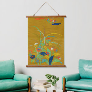 Vintage Japanse Bloem Wilde Bloem G.A. Audsley Hangend Wandkleed